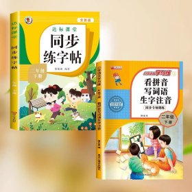 正版全新二年级下/同步练字帖+看拼音词语 2023新版 二年级下练字帖人教版 小学2下语文同步练字帖小学生专用 二年级下教材课本临摹写字帖天天练