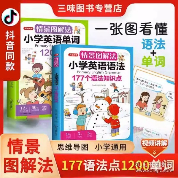 情景图解法小学英语语法视频讲解版三四五六年级思维导图学音标单词句型公式词性时态大全 开心教育