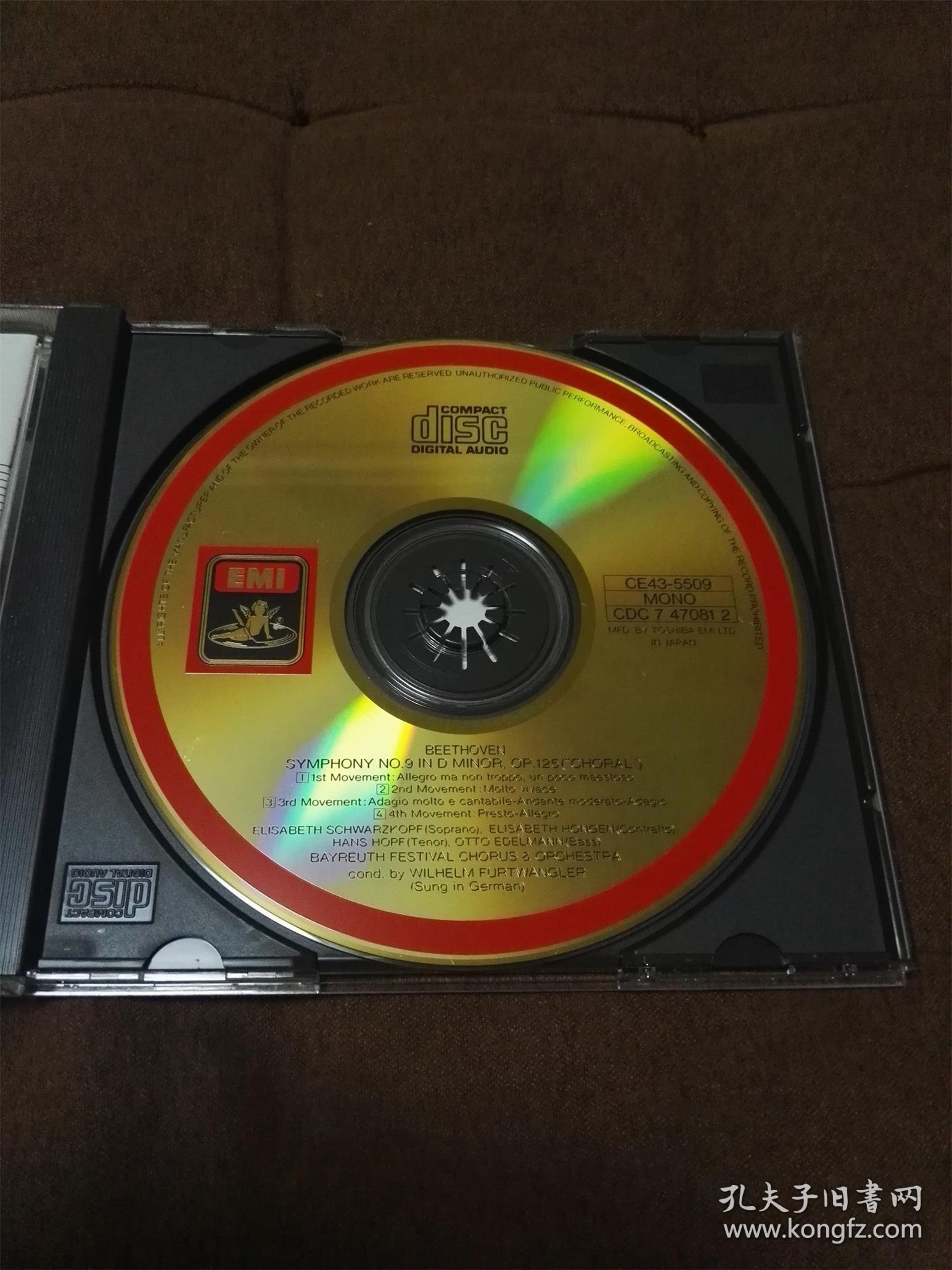 東芝EMI 贝多芬-第九交响曲 富特文格勒 日4300元24K金碟1M TO首版