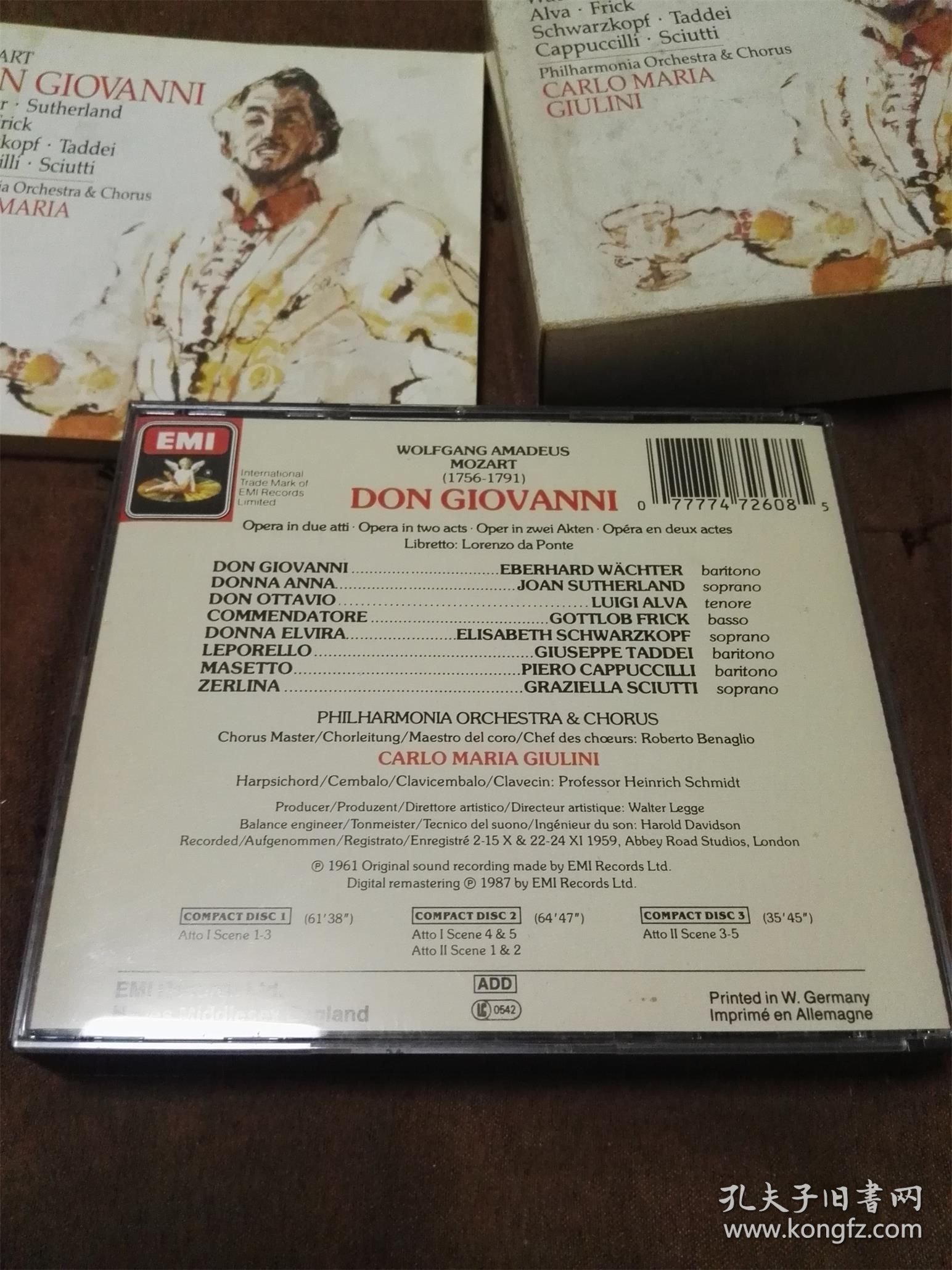 EMI 莫扎特-唐璜/朱里尼GIULINI/ MOZART 3CD 西德SONOPRESS首版