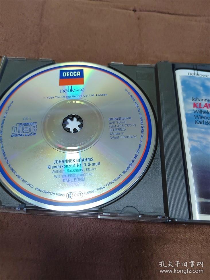 DECCA 勃拉姆斯-第1&2钢琴协奏曲/巴克豪斯 2CD 西德银圈PDO首版
