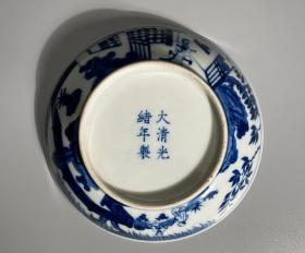 清光绪 青花岁寒三友纹盘