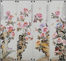 北香子，花卉四条屏