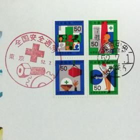日本极限明信片：1977年日本发行《国家安全周》极限明信片（盖“国家安全周”纪念邮戳、东京中央邮政邮戳 ）