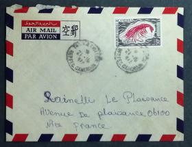 喀麦隆实寄封：喀麦隆寄法国国际实寄封（贴“鱼类和甲壳类动物（第八枚）8/10”邮票）