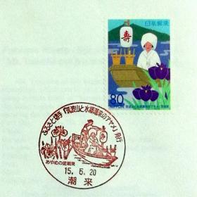 日本首日封：2003年日本地方邮政茨城（関東-48）发行《筑波山、鸢尾花》首日封（盖“鸢尾花”纪念邮戳）