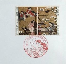 日本首日封：1977年日本切手趣味周系列《屏障画-机织图》首日封（盖“机织图”纪念邮戳）N-4720