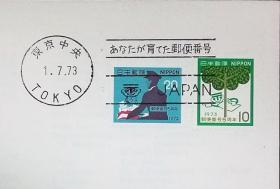 日本首日封：日本邮便番号系列（第6组）1973年发行《日本邮便番号》首日封（盖“东京中央”邮政邮戳）