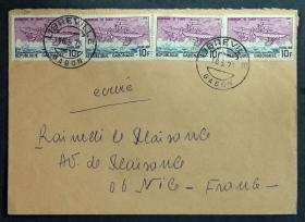 加蓬实寄封：加蓬寄法国国际实寄封（贴“飞行历史-法布雷斯水上飞机（第六枚）6/6”邮票）