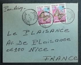 加蓬实寄封：加蓬寄法国国际实寄封（贴“蝴蝶（第三枚”邮票）