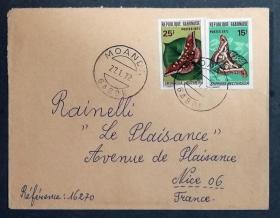 加蓬实寄封：1972年加蓬寄法国国际实寄封（贴“蝴蝶”邮票）