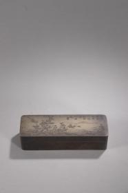 旧藏-铜胎山水诗文墨盒