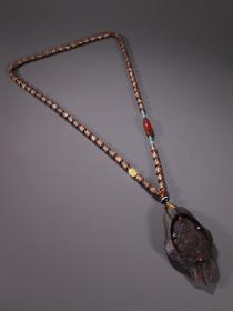 旧藏·老沉香雕弥勒佛带沉香珠链挂件
