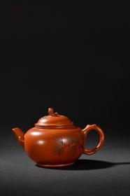 旧藏 紫砂松树纹茶壶
