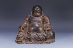 明代 铜漆金弥勒佛造像，尺寸高25*28.5*16.5cm、重4115g