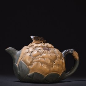 蒋蓉款 原矿紫砂花蝶纹茶壶