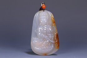 回流 老玛瑙观音牌，尺寸7*4.5*0.9cm、重44g