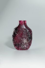 清代红色老碧玺蝙蝠云纹鼻烟壶