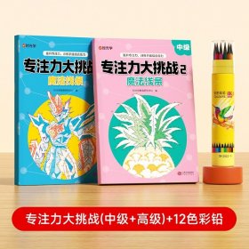 正版全新中级+高级+12色彩铅笔 【时光学】专注力大挑战魔法线条入门级初级中级高级4带铅笔图画书幼儿园儿童益智游戏益智书涂色绘本儿童数字连线启蒙画本