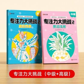 正版全新中级+高级 【时光学】专注力大挑战魔法线条入门级初级中级高级4带铅笔图画书幼儿园儿童益智游戏益智书涂色绘本儿童数字连线启蒙画本