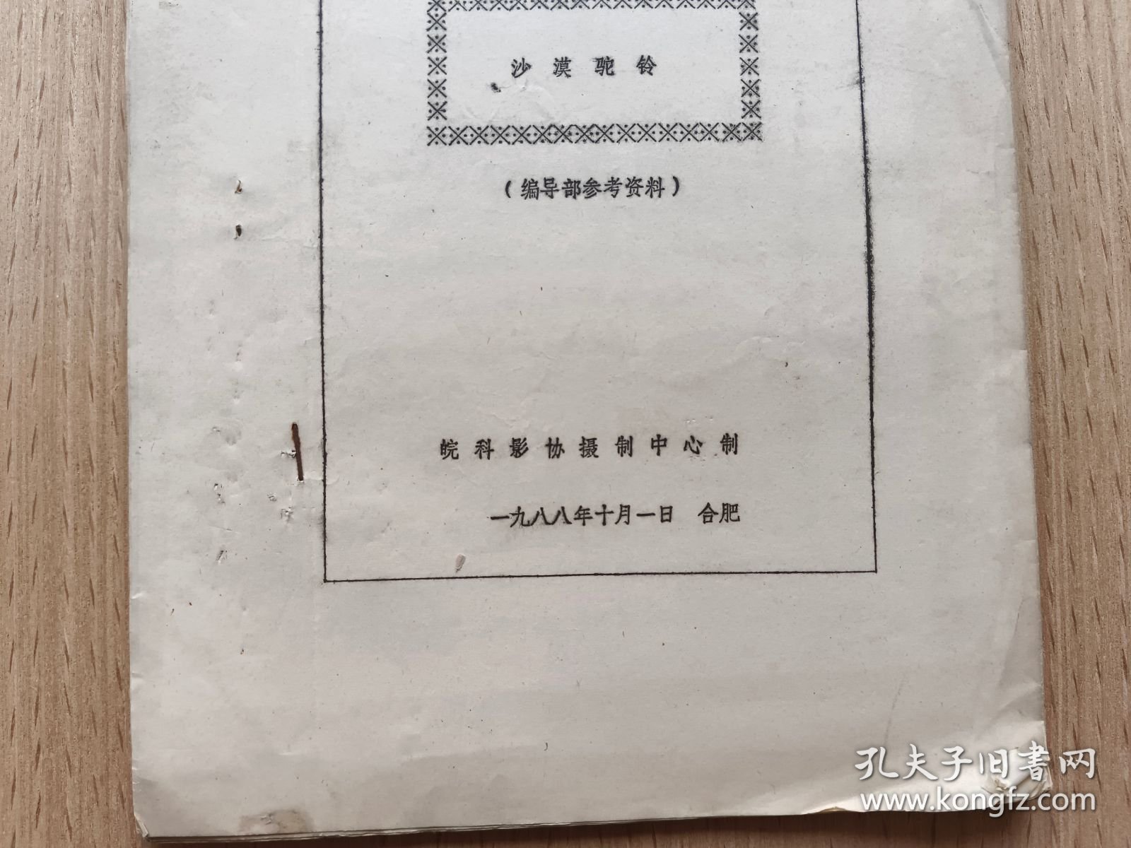 1988年电视文学剧本初稿：沙漠驼铃