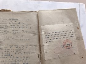 1959年安庆代表团演出的《喜鹊报丰收》舞蹈主调音乐资料一份.（16开油印资料4页）