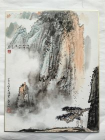 天津美术学院教授：喻建十先生山水画《雨后初晴山如洗》精品卡纸作品一件