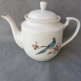 解放后粉彩瓷茶壶六十七十年代老茶壶全手绘老瓷茶壶