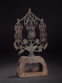 藏家让藏，老铜铸造 西方三圣板凳佛。