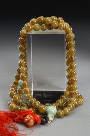 旧藏，黄翡念珠手持 珠径1.4cm重168g