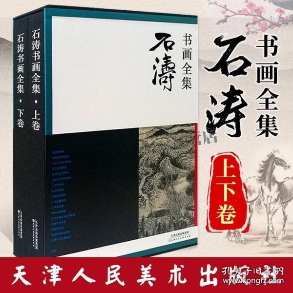 【8开函套精装2卷】石涛书画全集上下卷 高清彩图铜版纸 石涛山水画册 美术画集画册山水 鉴赏书法名家墨迹 天津人民美术出版社