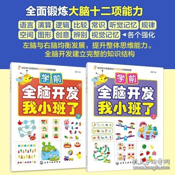 正版书籍正版 学前全脑开发 我小班了 套装2册 3-4岁儿童幼儿园小班幼小衔接脑力开发左右脑均衡思考能力智力开发游戏益智书籍