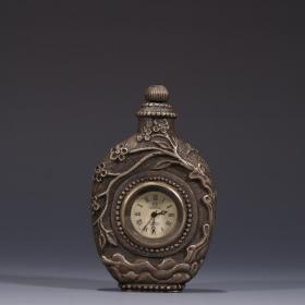 旧藏，铜制鼻烟壶形钟表。