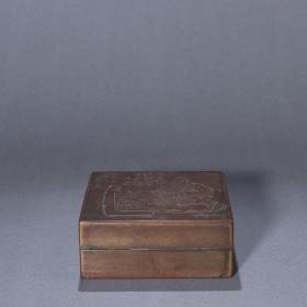 旧藏 铜胎刻画人物故事墨盒