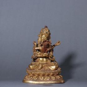 旧藏 铜鎏金欢喜佛造像