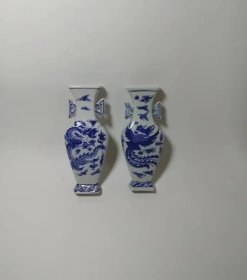 老厂货青花龙凤纹老瓷壁瓶-80