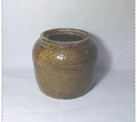 漂亮美观的民国青釉陶罐-30166