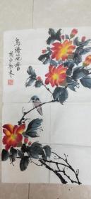 著名画家戊子年（2008）精绘国画《鸟语花香》