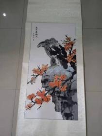 中国画-红叶苍鹰图