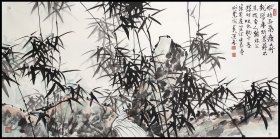 莫建成（1942年生于甘肃陇西。中国美术家协会理事，甘肃省美协副主席）墨竹