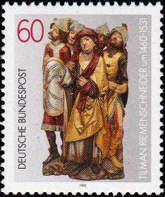 念椿萱 联邦德国邮票1099 1981年雕刻家里门施奈德逝世450年1全新
