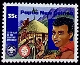 念椿萱 巴布亚新几内亚邮票0429 8243童子军运动75年童子军全新