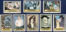念椿萱 西班牙邮票2373-2380 1978年毕加索绘画8全新
