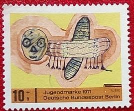 念椿萱 柏林邮票DE-BE0386 1971年青少年附捐4-1儿童绘画10+5芬尼全新