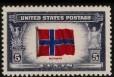 念椿萱 美国邮票  0911 1943年二战被占领国13- 3挪威国旗5分全新