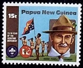 念椿萱 巴布亚新几内亚邮票0427 8241童子军运动75年童子军全新