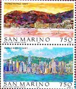 念椿萱 圣马力诺邮票1698-1699香港今昔全新
