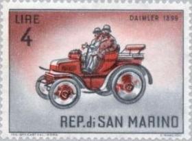 念椿萱 圣马力诺邮票SM 707 1962年 经典汽车15- 4戴姆勒1899年1镑全新