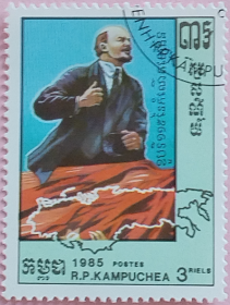 念椿萱 柬埔寨邮票0689 8522列宁十月革命中列宁盖销票