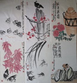 齐良芷 花鸟人物小品6张